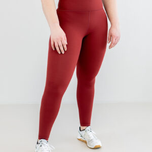 model with legging red